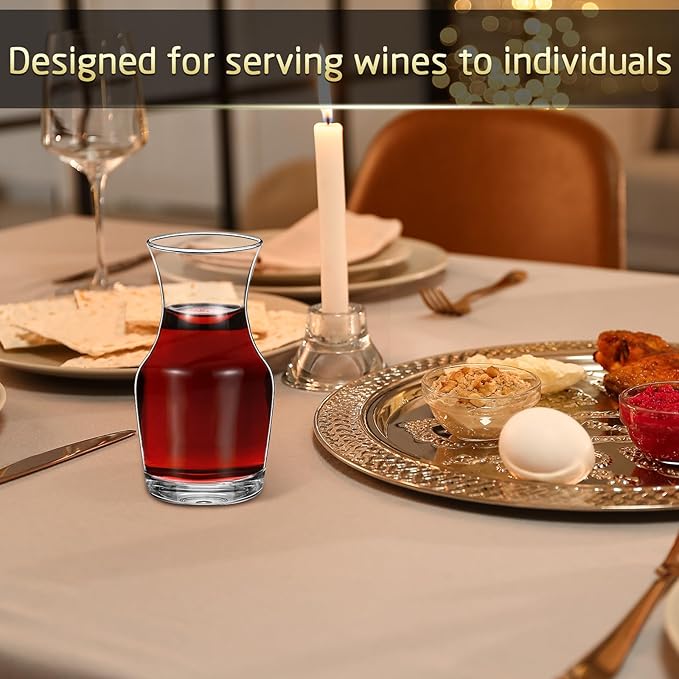 18 Pack Single Serving Wine Carafe Glass Small Mini Carafe Individual Wine Refill Decanter for Dinner Parties Tastings Bars Restaurants (6.5 oz)