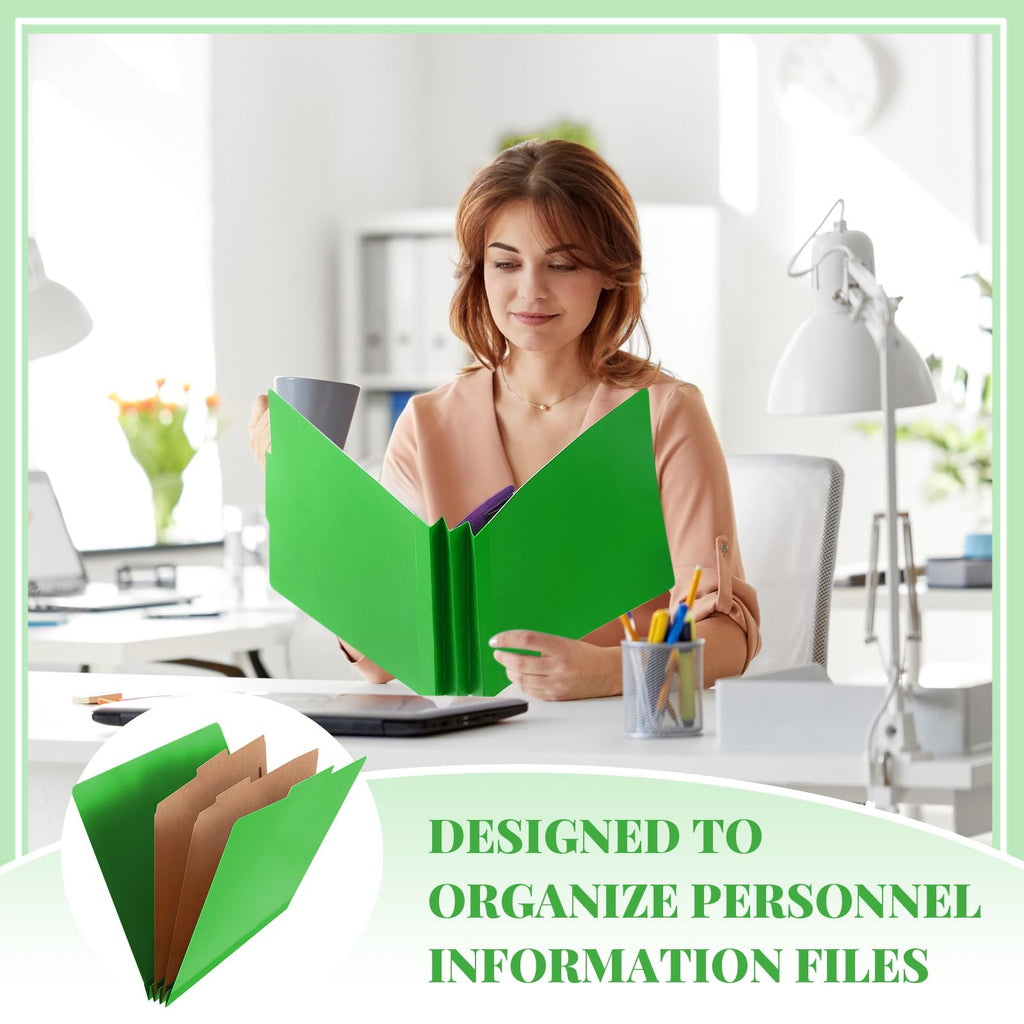 Skyygemm 24 Pcs Classification Folders Letter Size Bulk - 2 Dividers Pressboard File Folder with 3. 5 Inch Expansion, 2 Prongs Fastener, Heavy Duty Office File Organizer for Teacher Medical (Green)