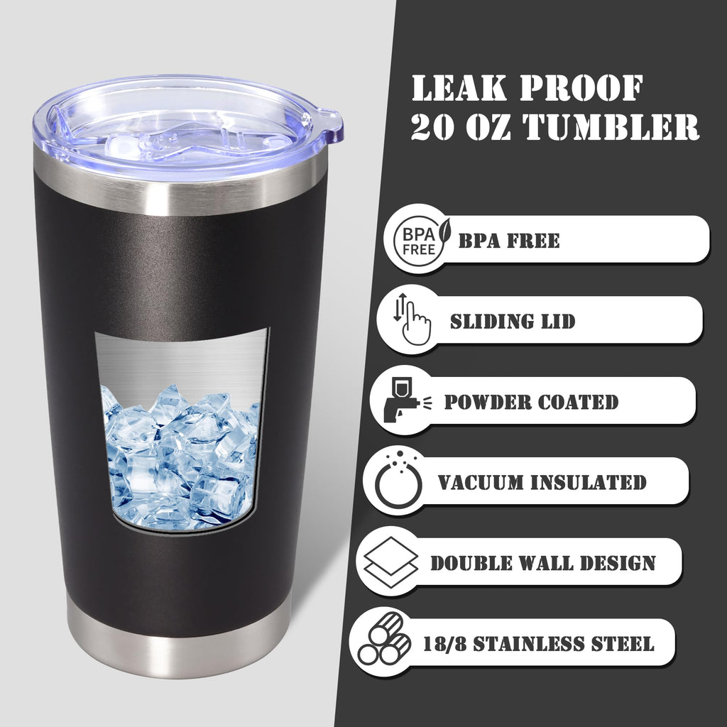 20 oz Tumbler Insulated Tumblers Stainless Steel Coffee Mug,Black 12PCS