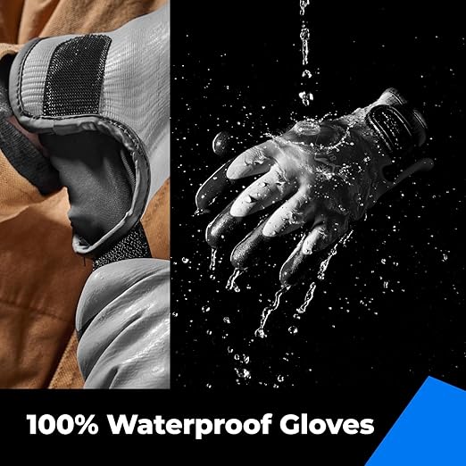 toolant 100% Waterproof Gloves Bulk Pack, 3 Pairs, Winter Work Gloves for Extreme Cold, Touchsreen, Warm Gloves for Freezer, Fishing and Gardening, With Grip, Grey, X-Large