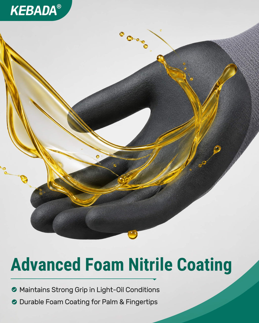 Kebada W5 Foam Nitrile Coated Work Gloves for Men & Women, 12 Pairs