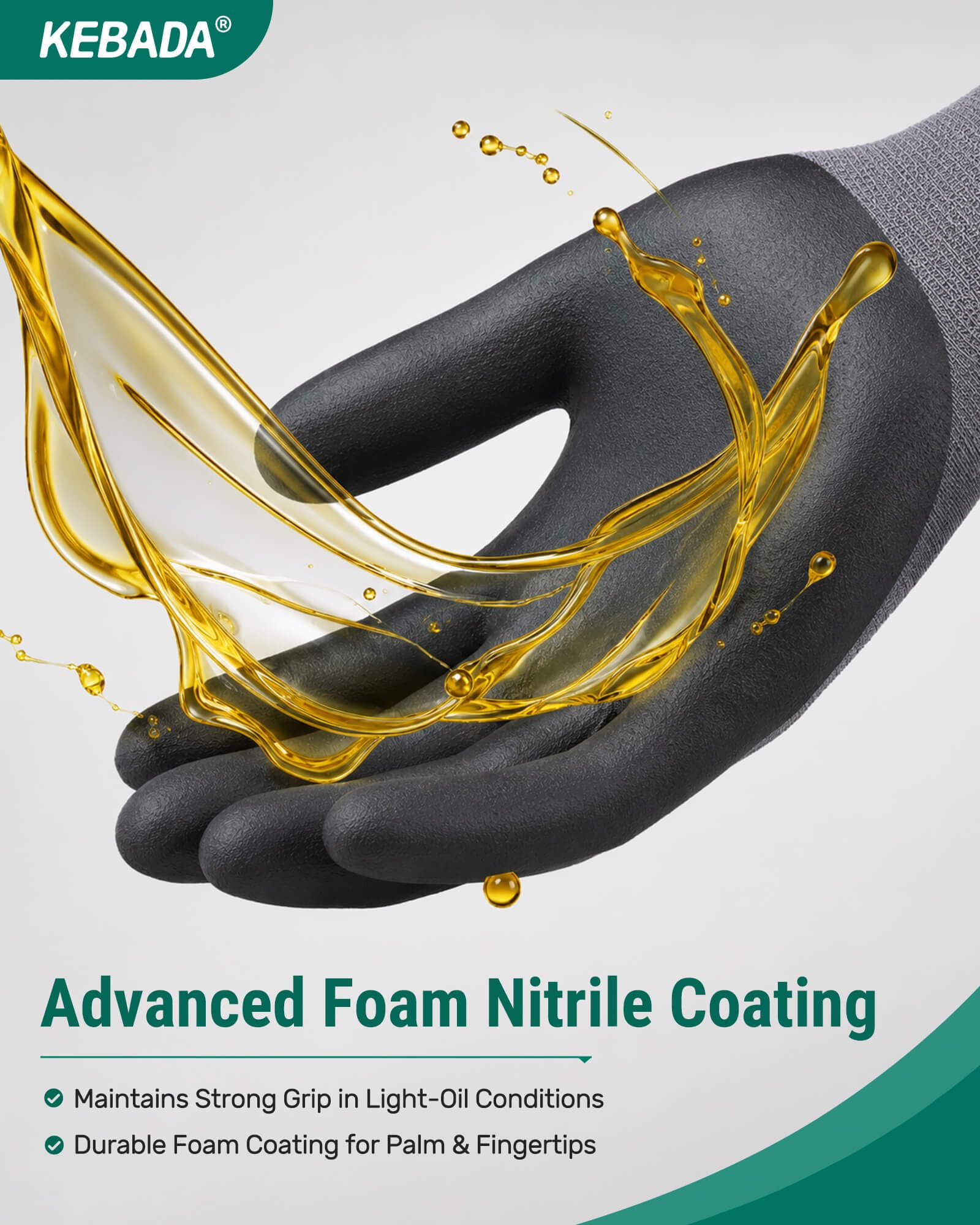 Kebada W5 Foam Nitrile Coated Work Gloves for Men Women, 60 Pairs Bulk Pack
