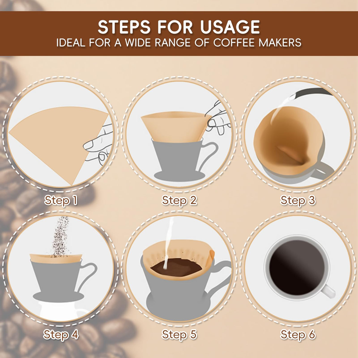 Gute 200Pcs Cone Coffee Filters 2-4 Cups,Unbleached Brown V02 for Pour Over