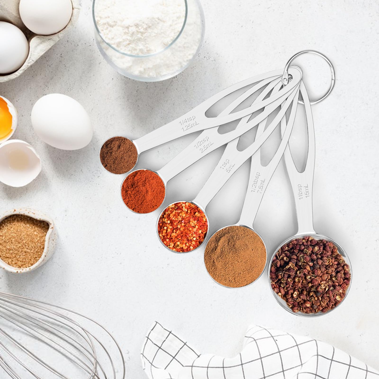 5pcs Measuring Spoon Set, Heavy Duty Stainless Steel