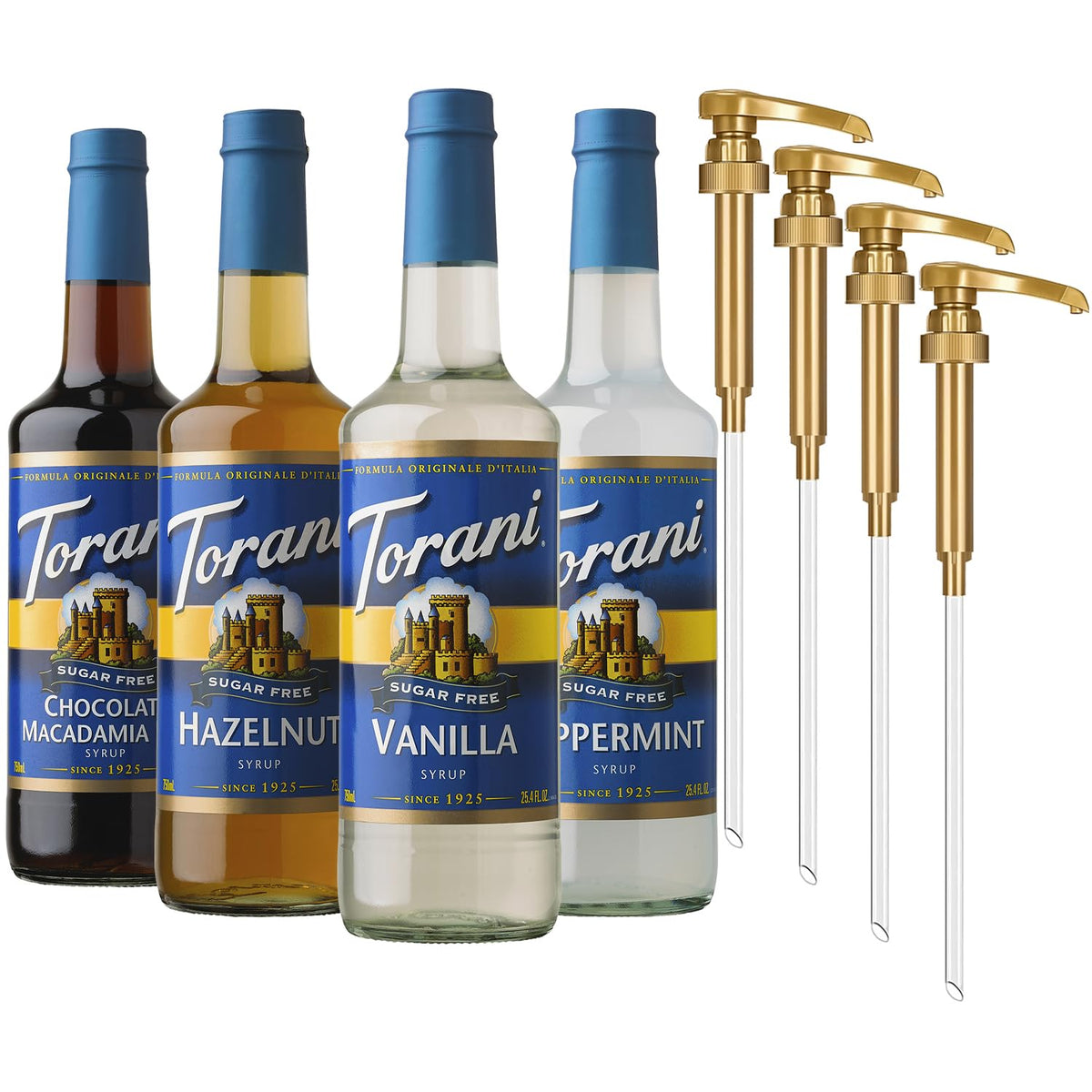 Torani Sugar Free Flavored Drink Syrup Café Variety Pack, 25.4 fl oz 4 Pack