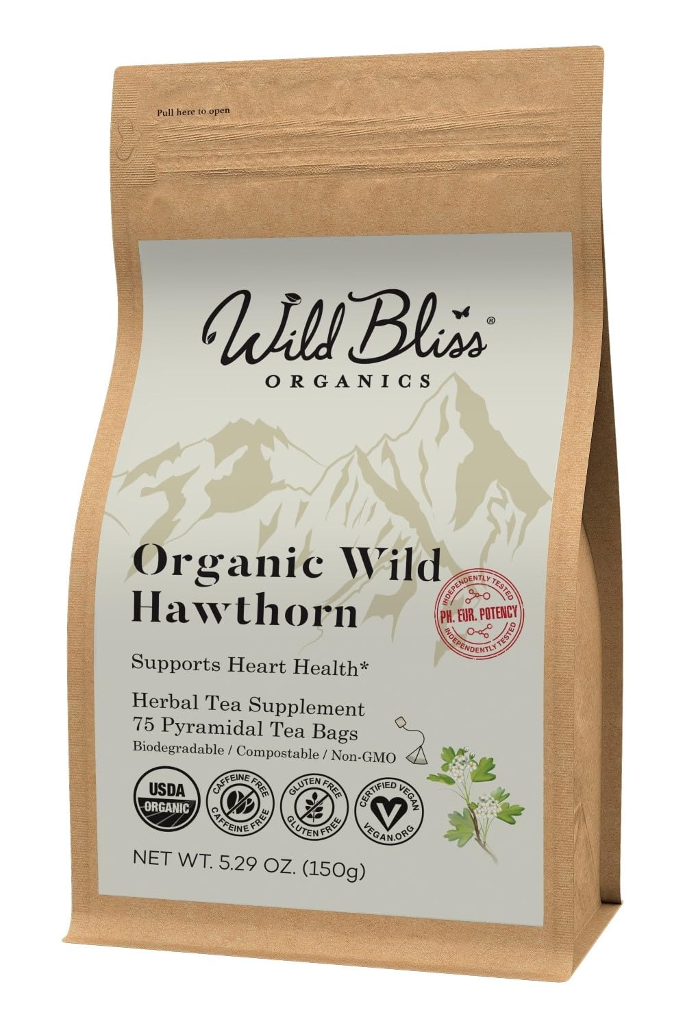 Wild Bliss Organic Chamomile Tea - Caffeine Free Calming Herbal Support - Pharmacopoeia Potency - 20 Plant Based Tea Bags
