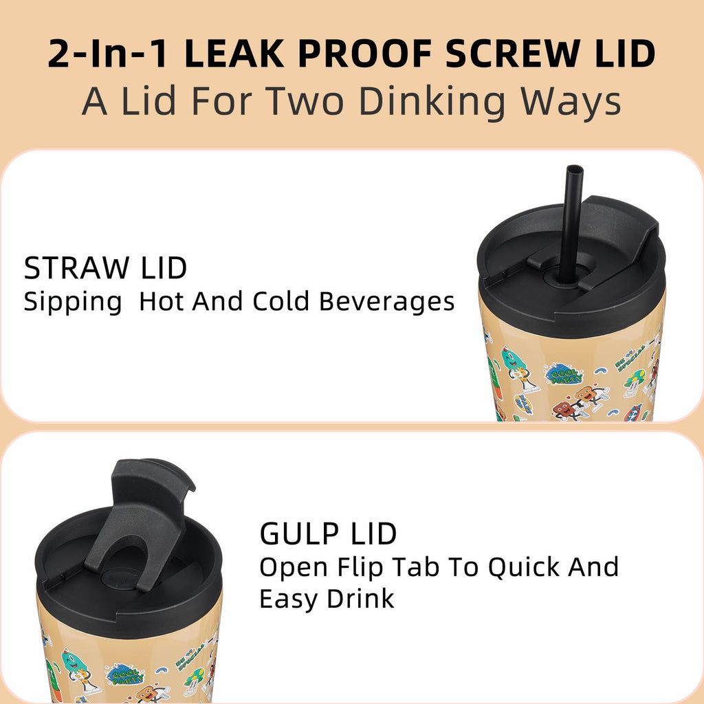 BJPKPK 30 oz Coffee Tumbler with Straw, Insulated Stainless Steel Cup