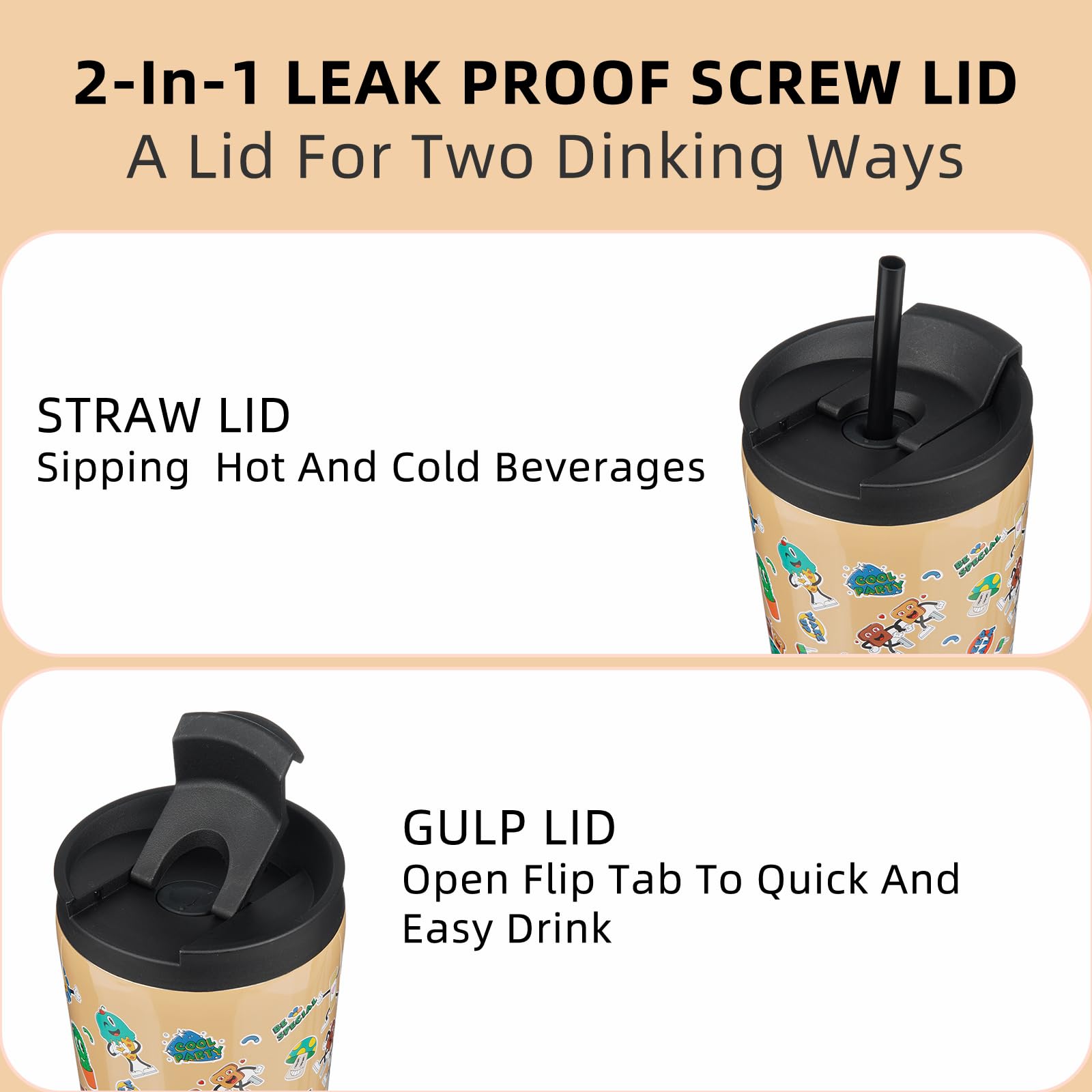 BJPKPK 30 oz Coffee Tumbler with Straw, Insulated Stainless Steel Cup