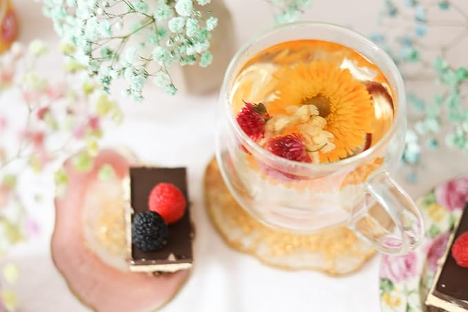 Teabloom Caffeine-Free Petite Blooming Teas - Gift Canister of 12 Assorted Flowering Teas - Ideal with Teabloom Borosilicate Glass Cups or Smaller Teapots