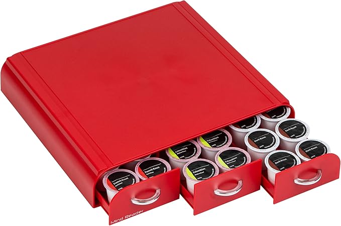 Mind Reader Single Serve Coffee Pod Organizer with 3 Drawers, 36 Pod Capacity, Countertop