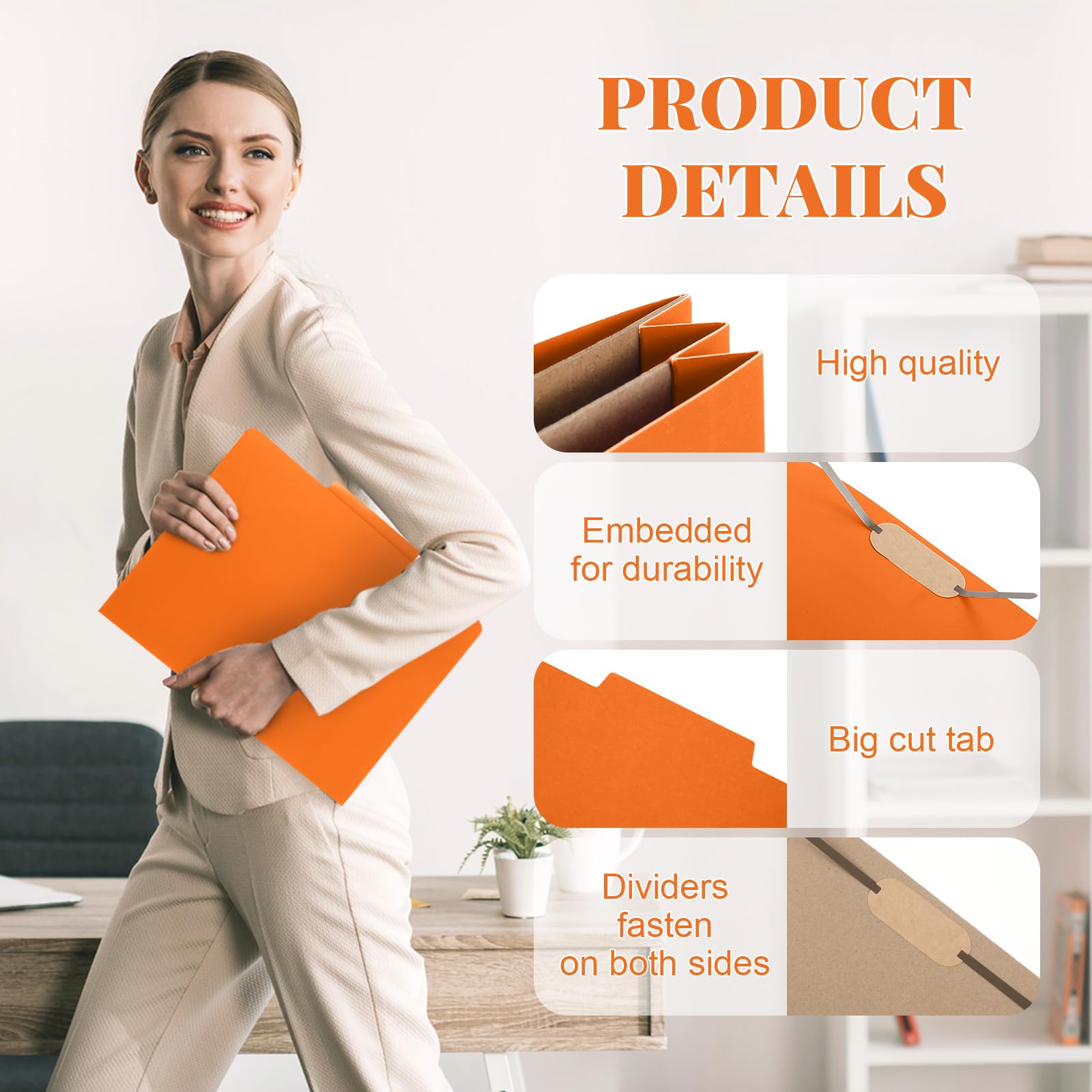 24 Pcs Skyygemm Classification Folder Letter Size, 2 Pocket File,Orange