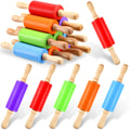 Thenshop 10 Pcs 9 Inch Mini Rolling Pins Kids with Wooden Handle