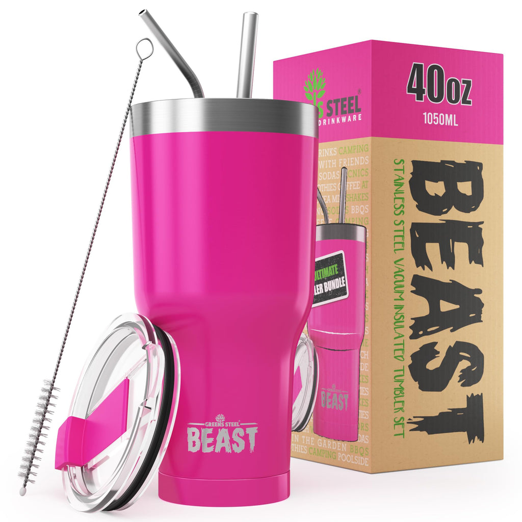 40 oz tumbler - Vacuum Insulated Tumbler with Straw - Leak Proof Stainless Steel Travel Mug - Double Wall Iced Coffee Cup - Reusable Water Bottle - Gifts for Mom, Women and Men (Cupcake Pink)
