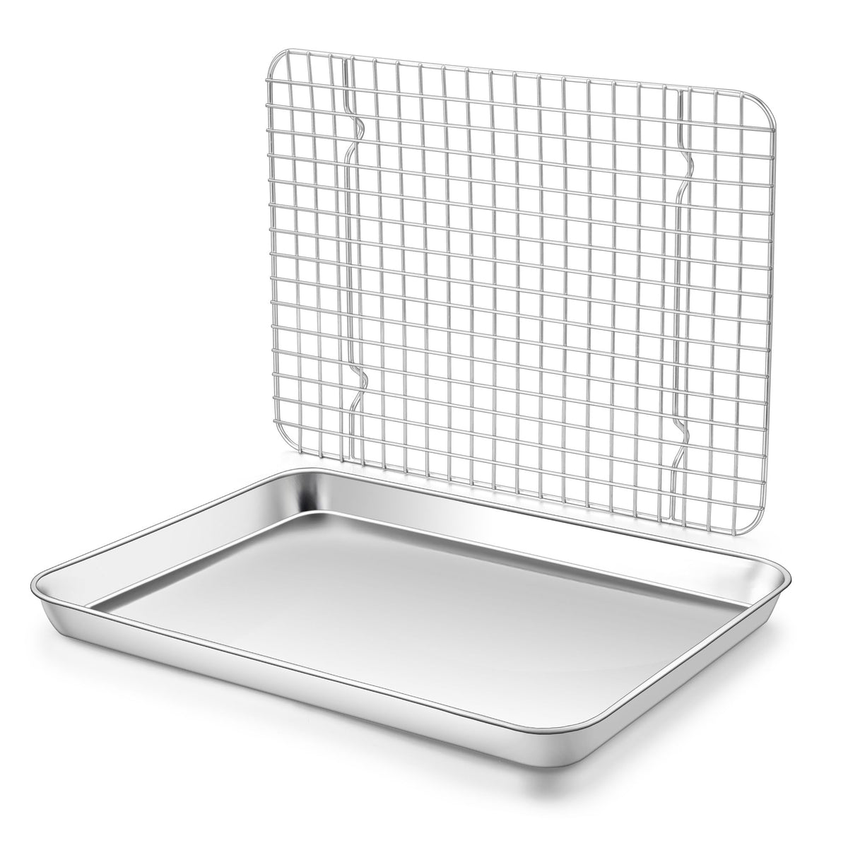 Homikit Toaster Oven Pan with Rack Set (2 Baking Sheet+2 Rack), 9 x 7 Inch