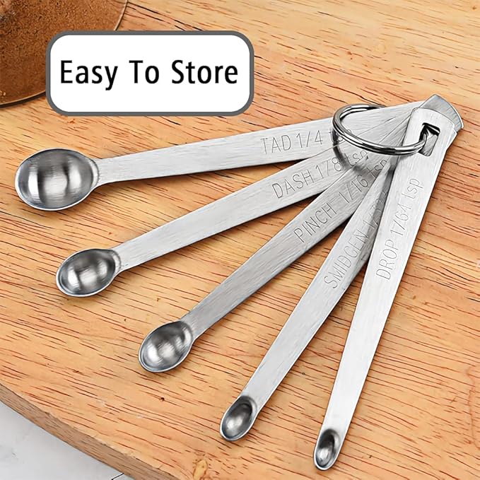 3PCS 1/8 Teaspoon(1/8tsp, 0.625 ml, Dash) Single Tiny Measuring Spoon, Small Individual Stainless Steel Measure Spoons Only