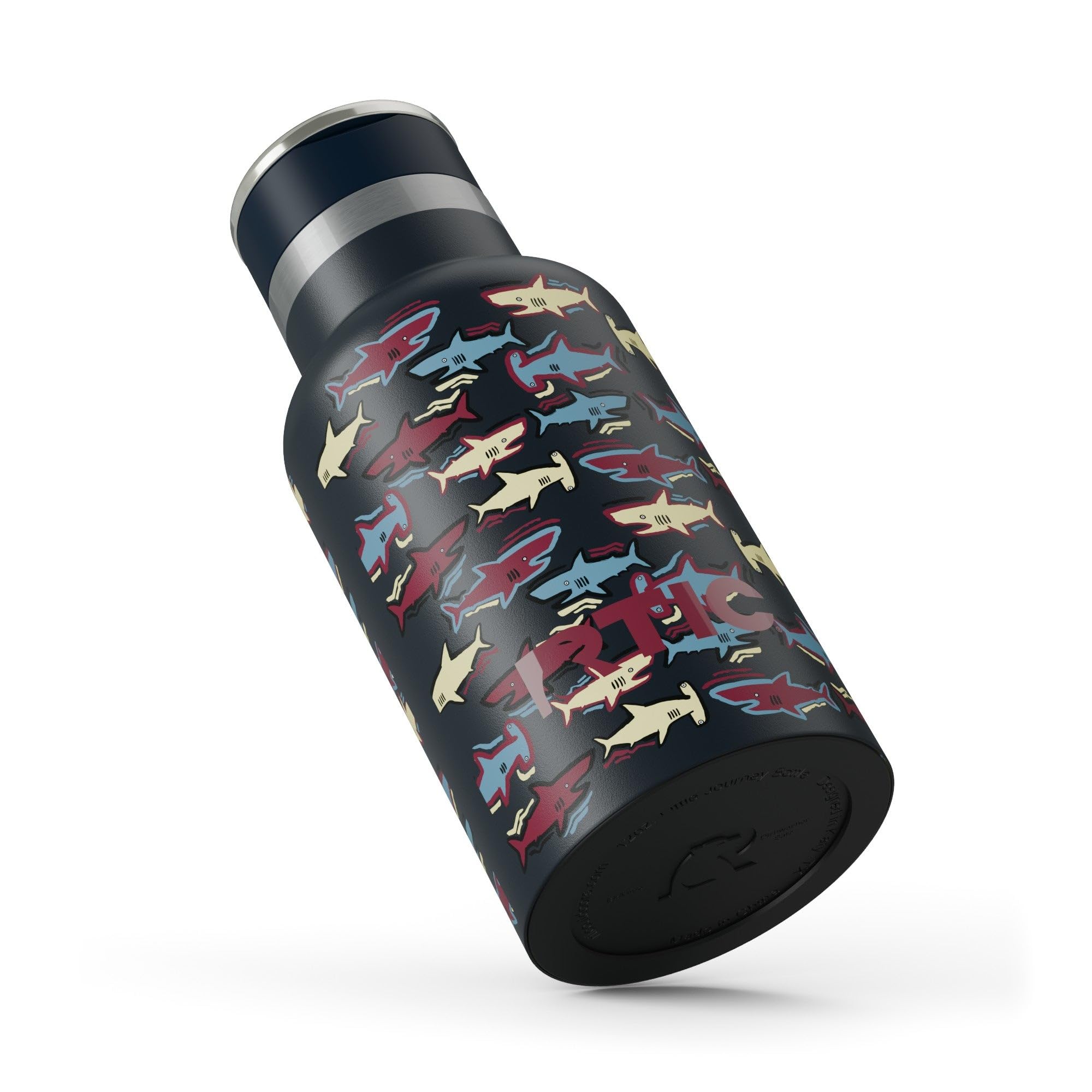 RTIC Little Journey Water Bottle with Straw, Ceramic Lined, Navy Sharks