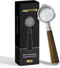 Bottomless Portafilter 54mm - Stainless Steel Filter Basket and Ergonomic Mahogany Wood Handle - Compatible with Breville 54mm Bottomless Portafilter Coffee Machine Models