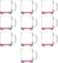 DISCOUNT PROMOS Clear Glass Coffee Mugs 13 oz. Set of 10, Bulk Pack - Perfect for Coffee, Tea, Espresso, Hot Cocoa, Other Beverages - Clear Bottom