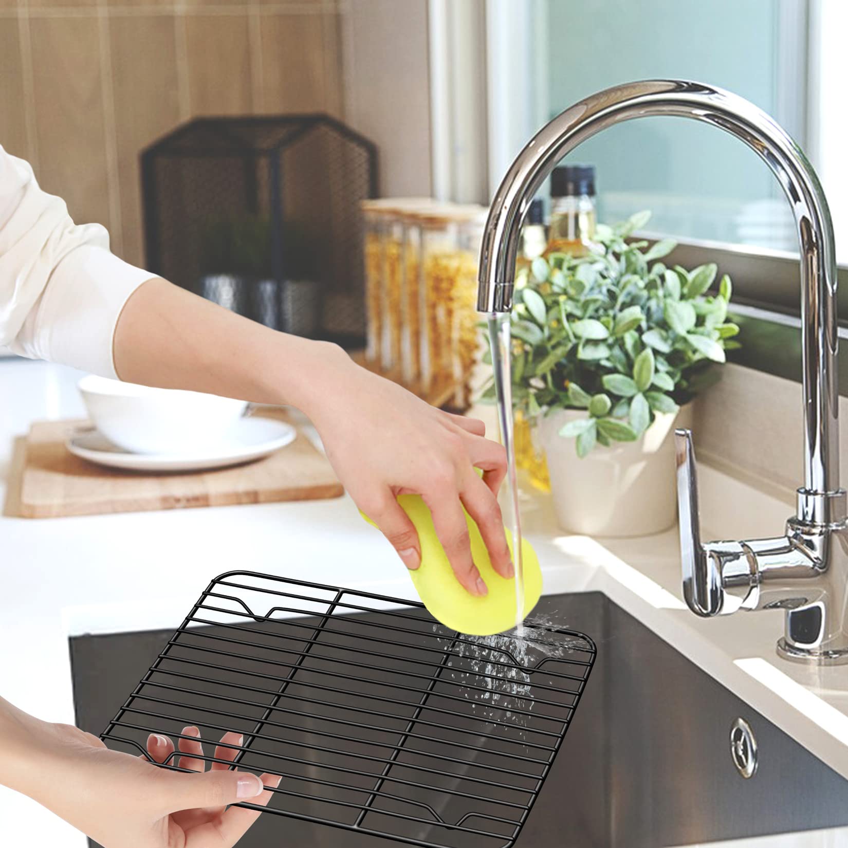 P&P CHEF 9.7" x 7.3" Cooling Baking Wire Racks Pack of 2, Black
