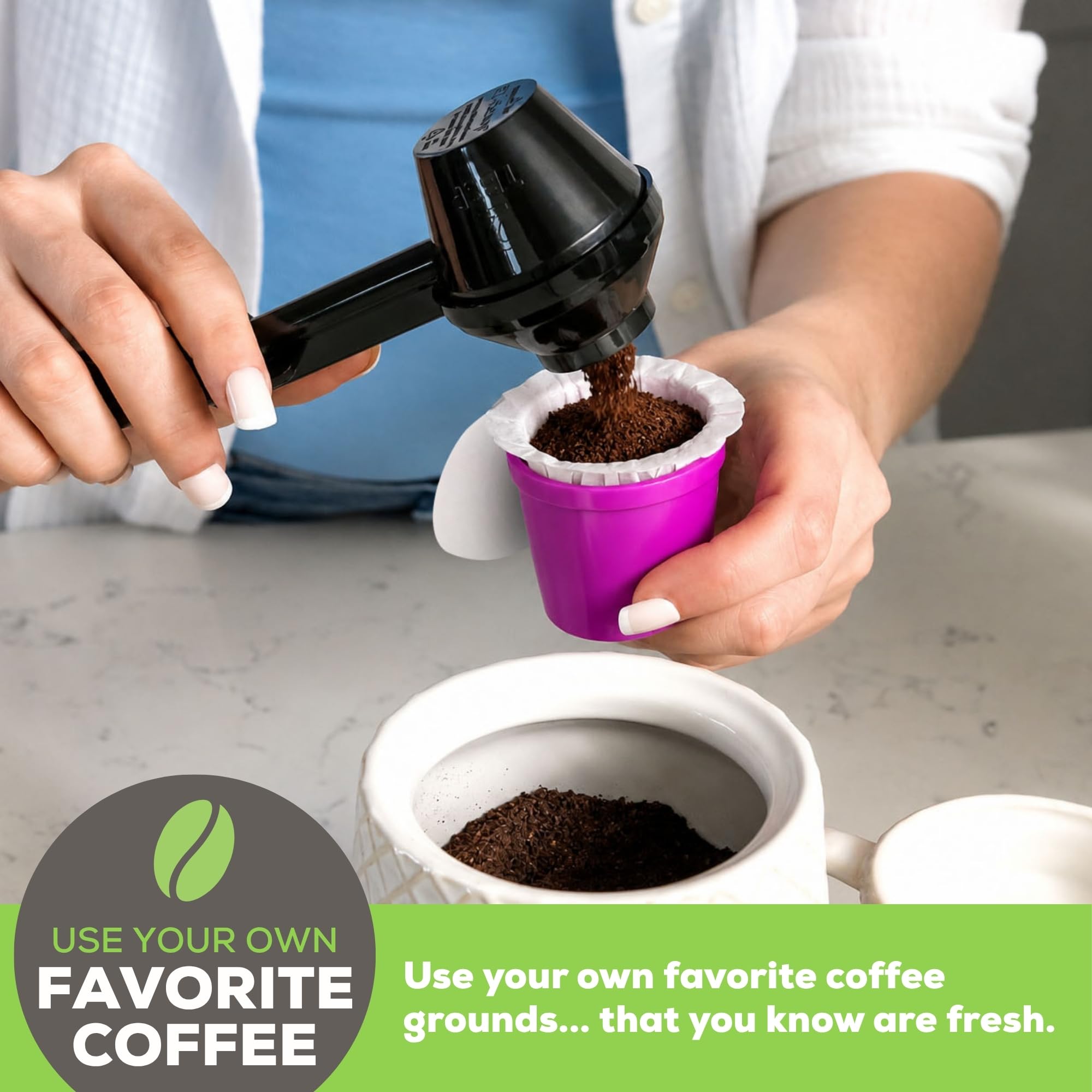 Perfect Pod EZ-Scoop Coffee Scooper & Funnel for Reusable K Cup Pods