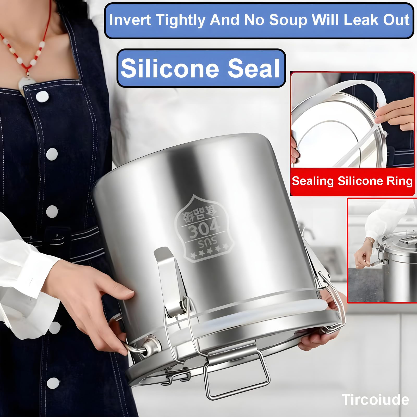 21L/5.5 Gal 304 Stainless Steel Containers with Lids 716 Oz Kitchen Airtight Canisters Stainless Steel Bucket Metal Food Storage Rice Containers Flour Storage Airtight Container