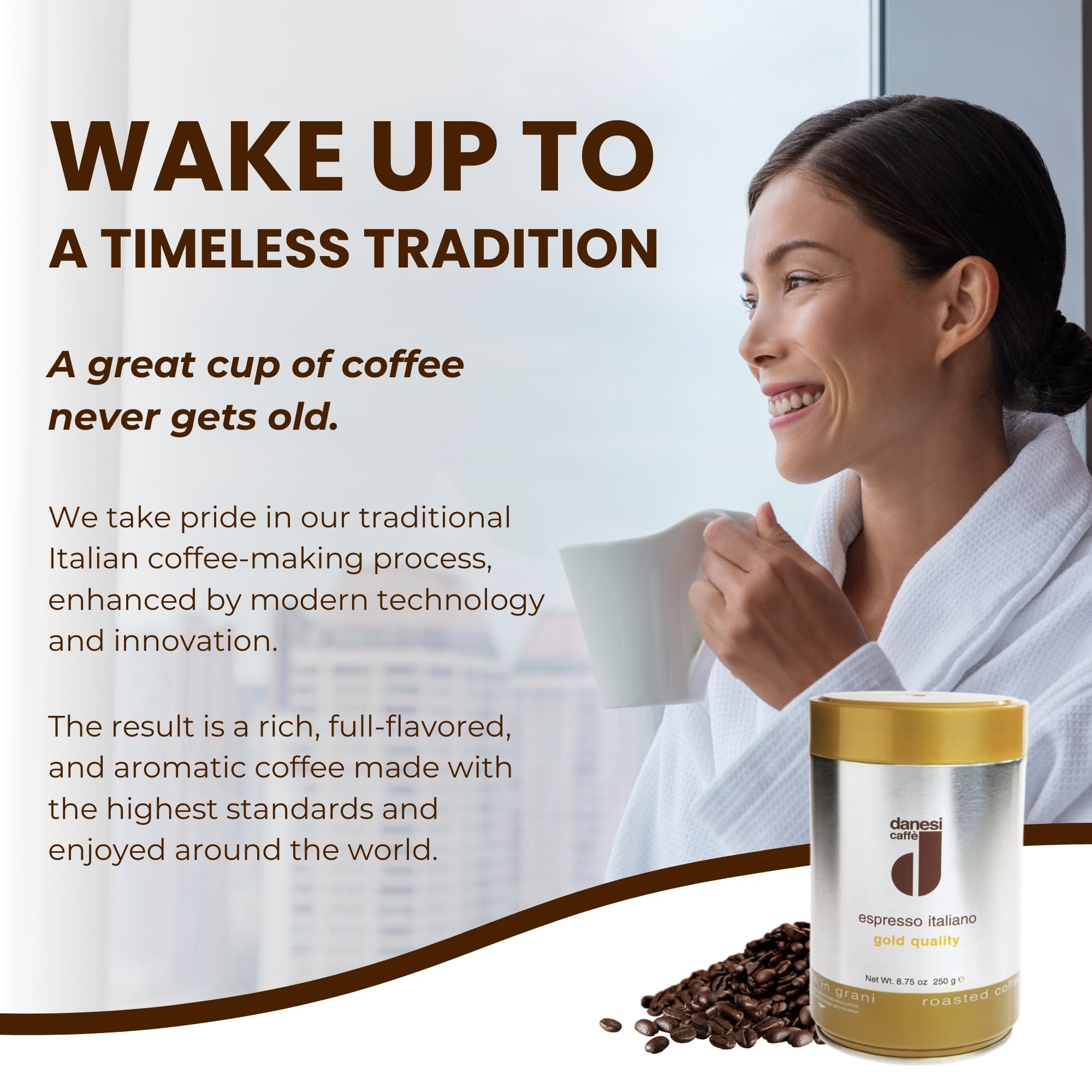 Danesi Caffe Gold Whole Bean Coffee, Medium Roast (8.75 oz)