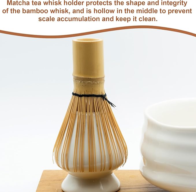 HARFINGTON Ceramic Chasen Stand 73mm Matcha Whisk Holder Teas Set Whisks Stand Traditional Matcha Tea Chasen Holder Tea Set Accessories for Tea Tasting, Dark Green