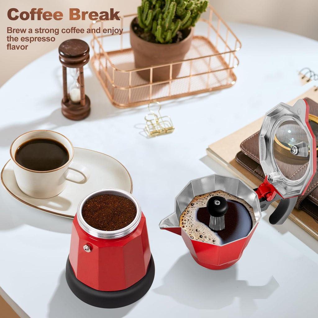 Vaolvpant Electric Aluminum Moka Pot 3-6 Cup 150-270ml Espresso Maker
