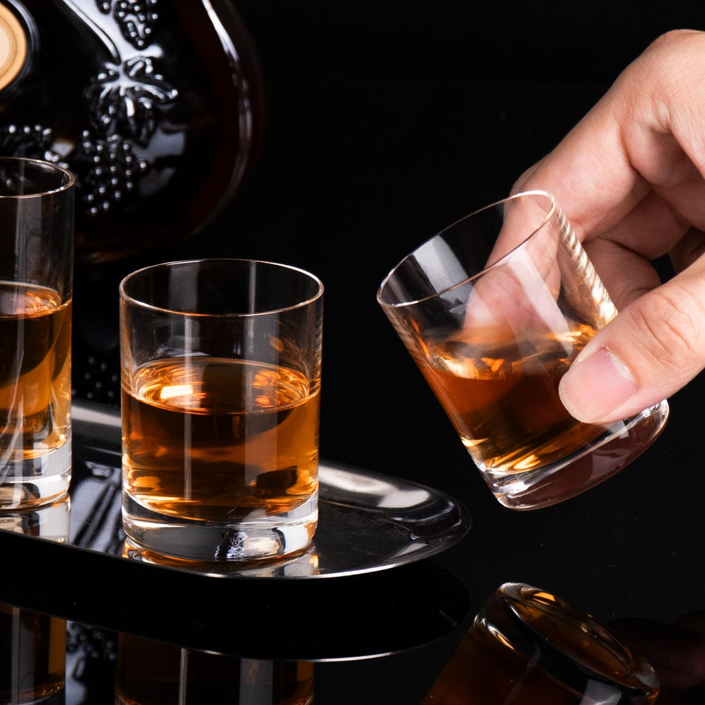 KAMMAK Shot Glasses Set of 2, Clear Espresso Shot Glass with Heavy Base