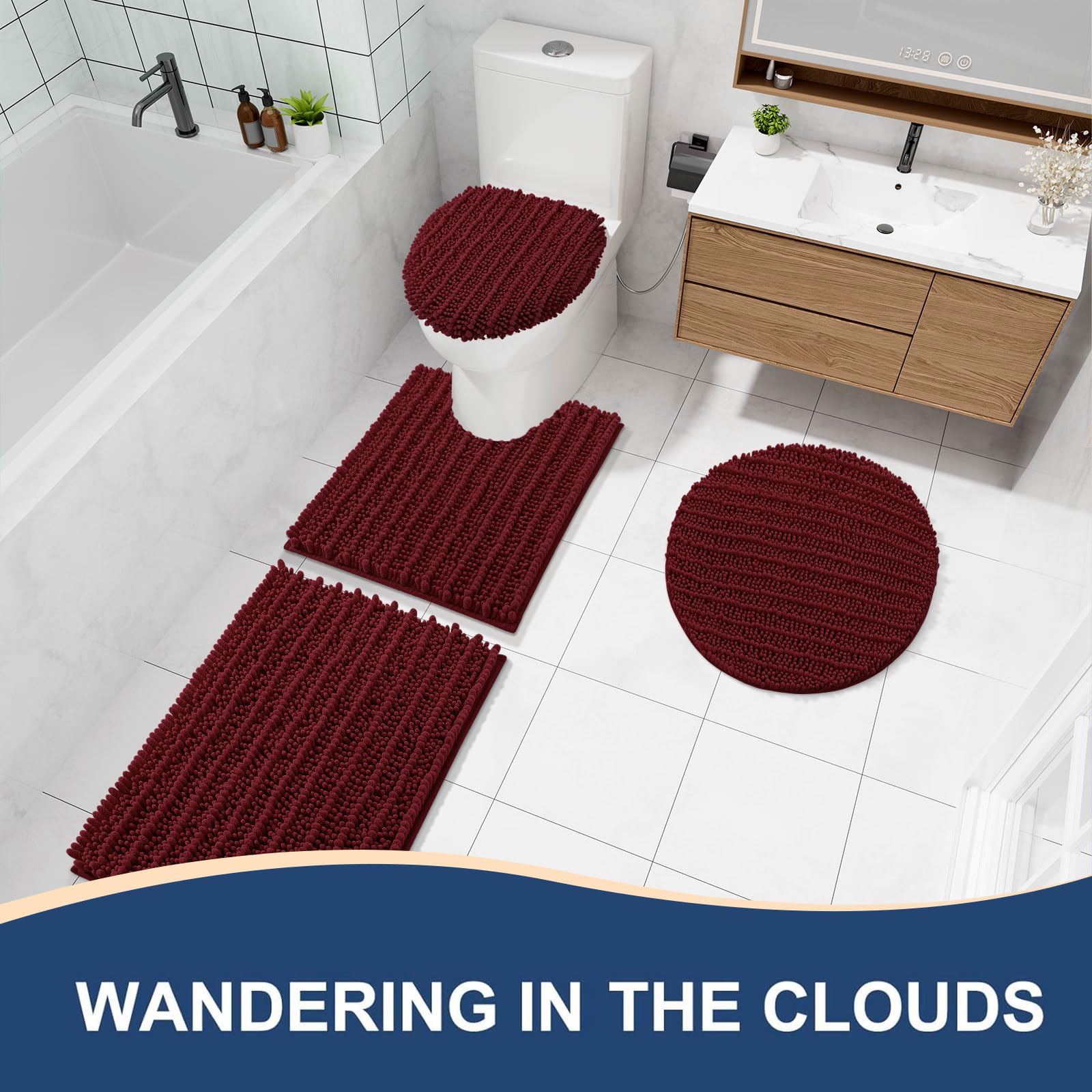 Arotive Bathroom Rugs Mat 30x17, Soft Absorbent Chenille Shaggy Bath Mat