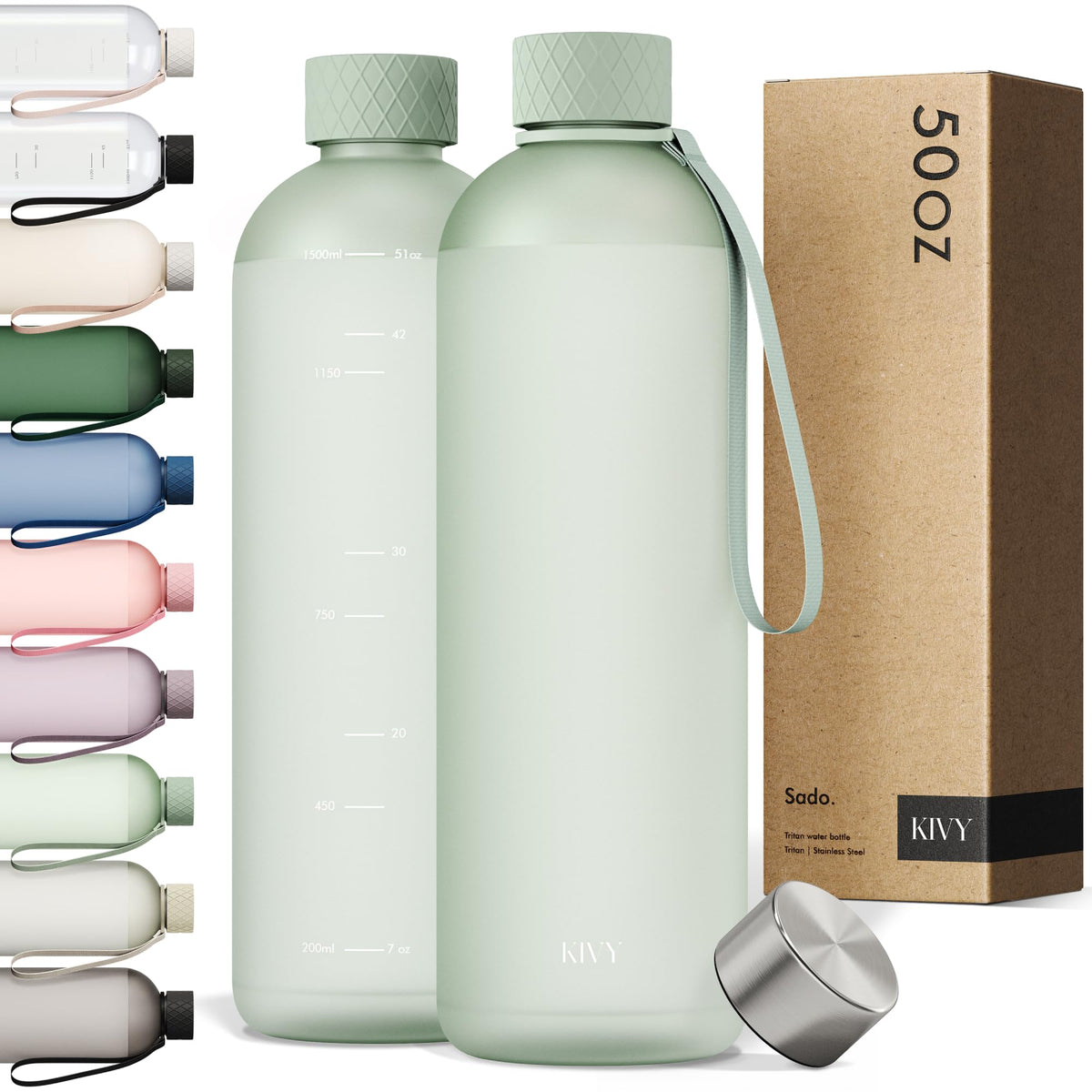 KIVY Slim Water Bottle 22oz Tritan - Lightweight & Shatterproof - BPA-Free