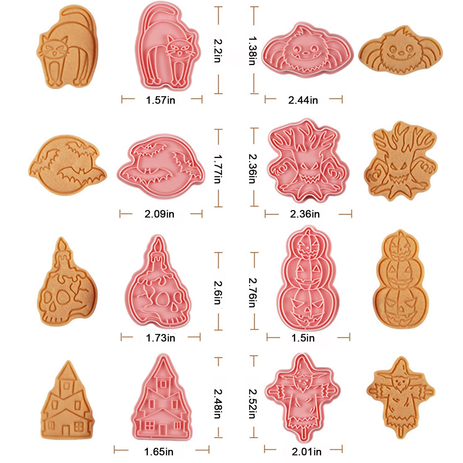 8 Pcs Halloween Cookie Cutters Set Baking Molds 3D Halloween Press type Cookie Cutter for Baking, Fondant, Cheese, and Pastries