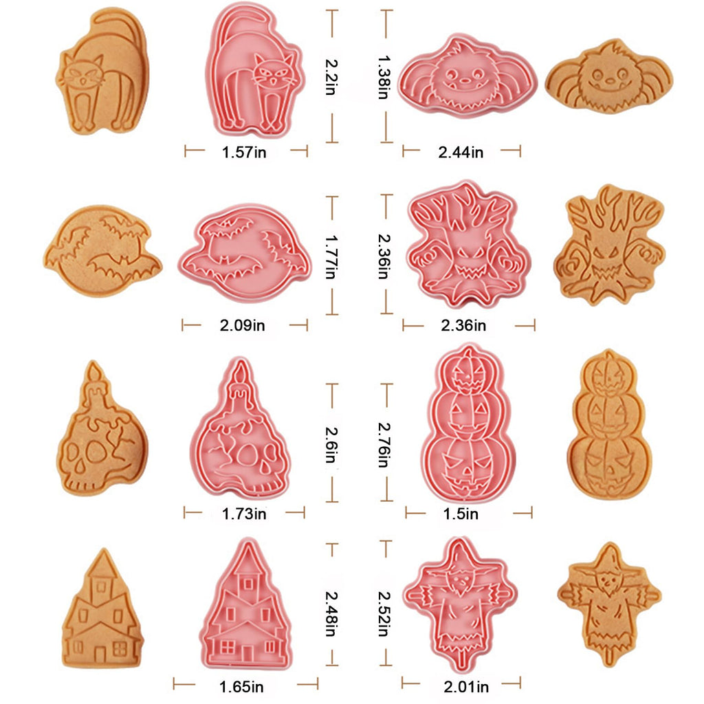 8 Pcs Halloween Cookie Cutters Set Baking Molds 3D Halloween Press type Cookie Cutter for Baking, Fondant, Cheese, and Pastries