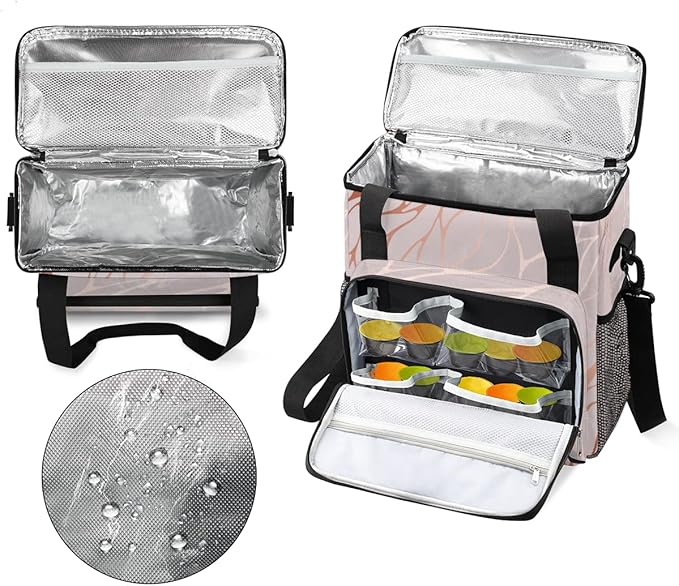 Abstract Rose Gold Marble Coffee Maker Carring Bag Travel Storage Tote Bag Compatible with Keurig K-Mini or K-Mini Plus Portable Single Serve Coffee Brewer Case with Pockets for K-cup Pods