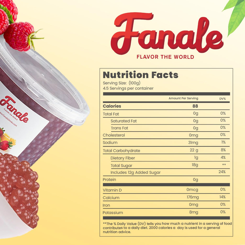 Fanale Raspberry Popping Boba Pearls for Bubble Tea and Drinks, 1 Pound