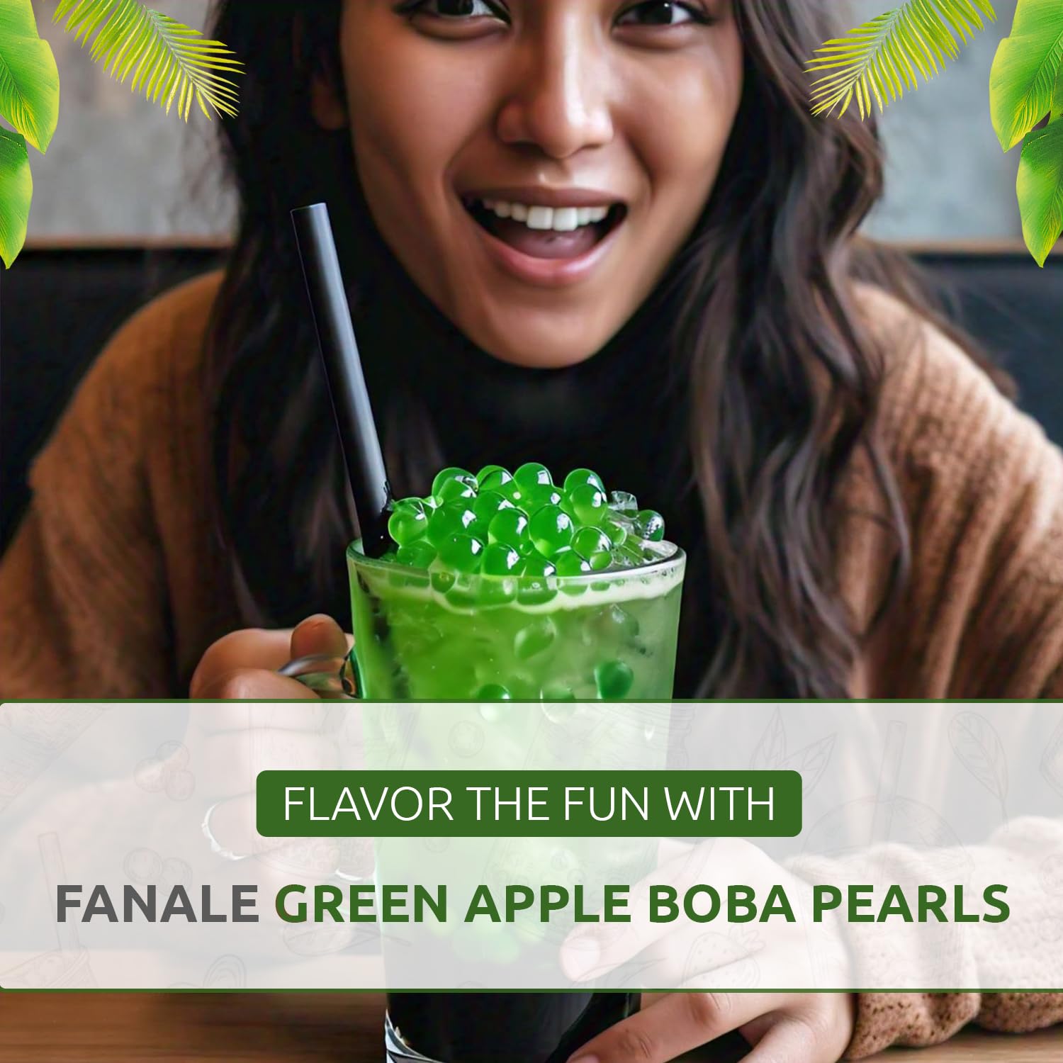Fanale Green Apple Popping Boba Pearls for Bubble Tea and Drinks, 7 Pounds