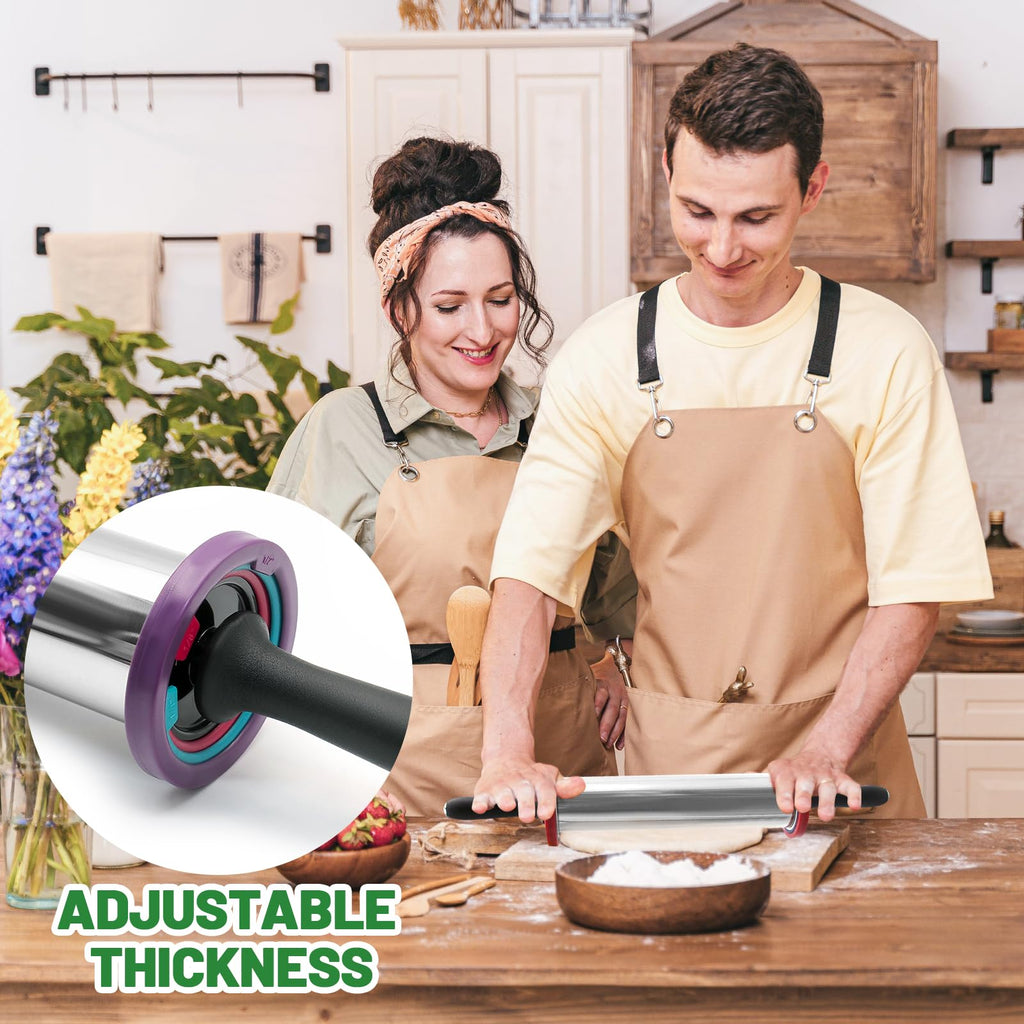 AGIgear Rolling Pins,Rolling Pin and Silicone Baking Pastry Mat Set