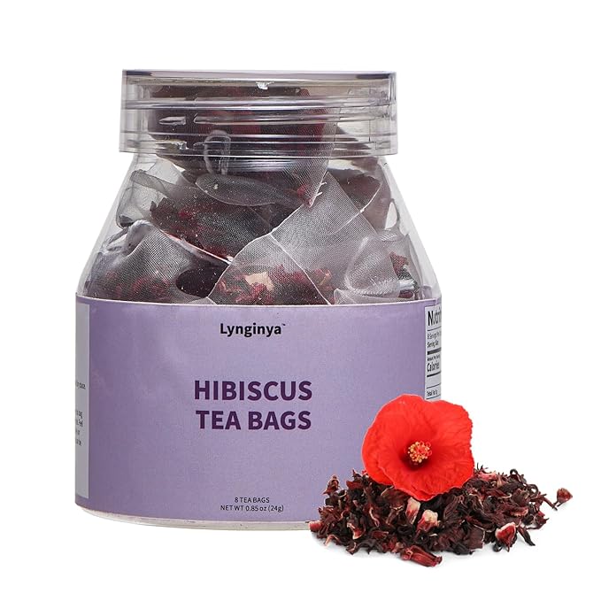 Lynginya Hibiscus Tea, 8 Tea Bags - Premium Hibiscus Leaves - Natural Herbal Tea - Sweet and Sour