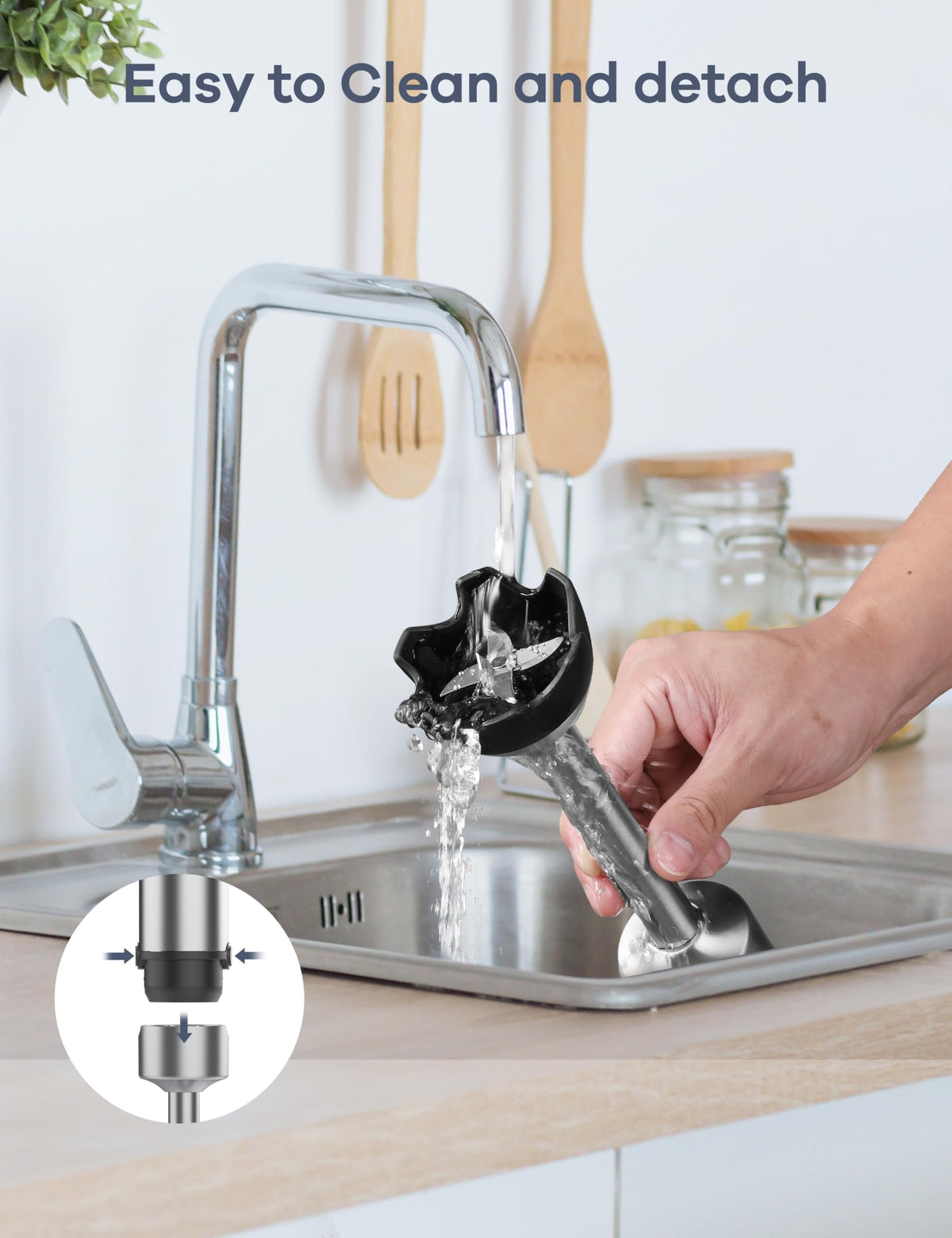 Ganiza Immersion Blender Handheld Corded 8 in 1 Hand Blender Max 1000W