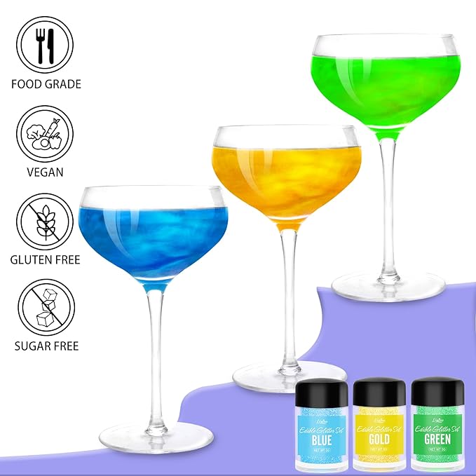 Edible Glitter - 30g Edible Luster Dust Metallic Food Grade Coloring Glitter for Drinks, Cake Decorating, Baking - Edible Dust Powder Shimmer Sprinkle Powder for Icing, Cocktail, Wine, Candy (Green)