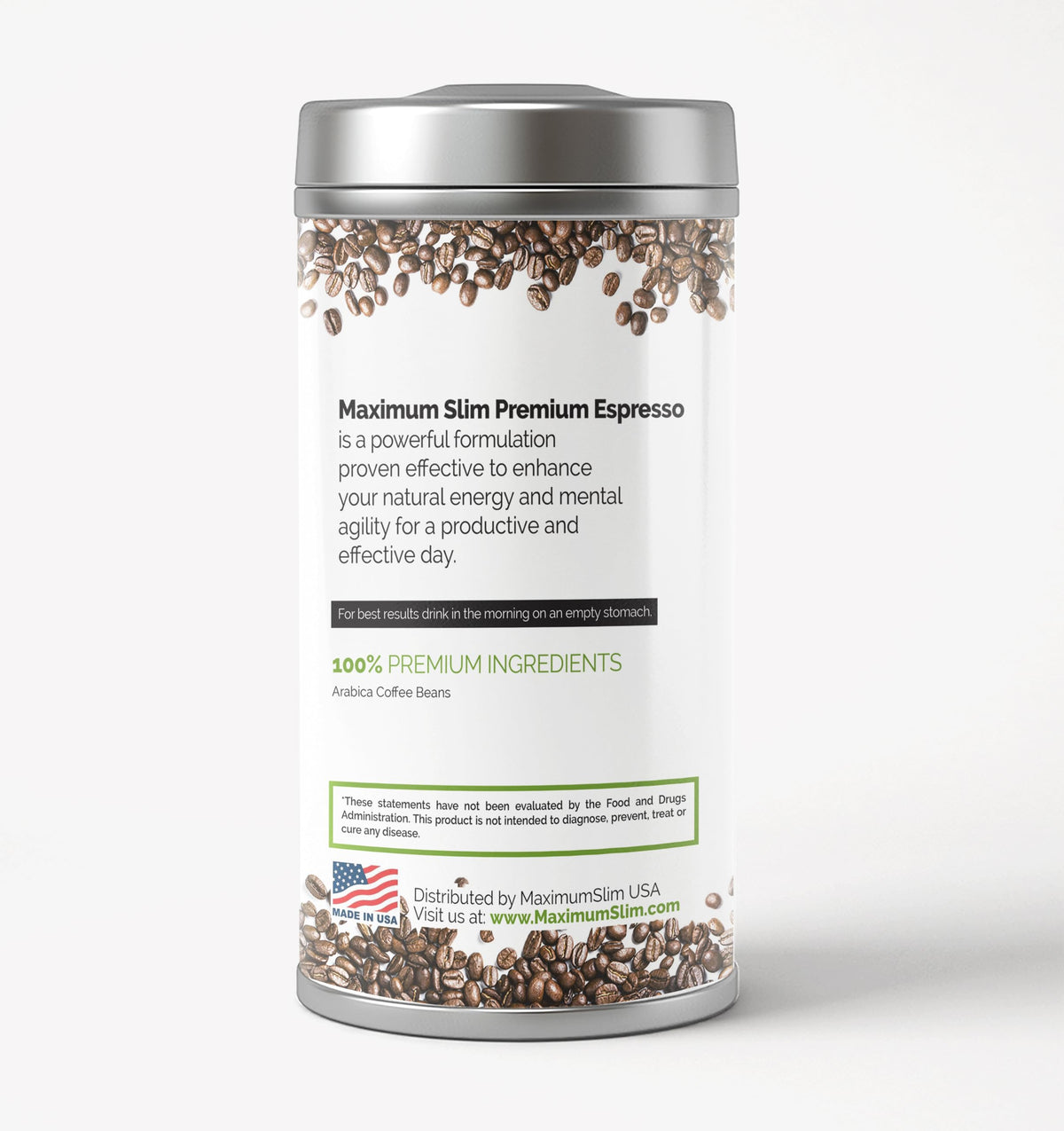 Maximum Slim Premio Instant Espresso Powder – Bold & Rich Flavor 100% Arabica Beans - Non-GMO, Gluten-Free – Premium Medium Roast Coffee 14.1 oz Resealable Jar = Café Instantáneo