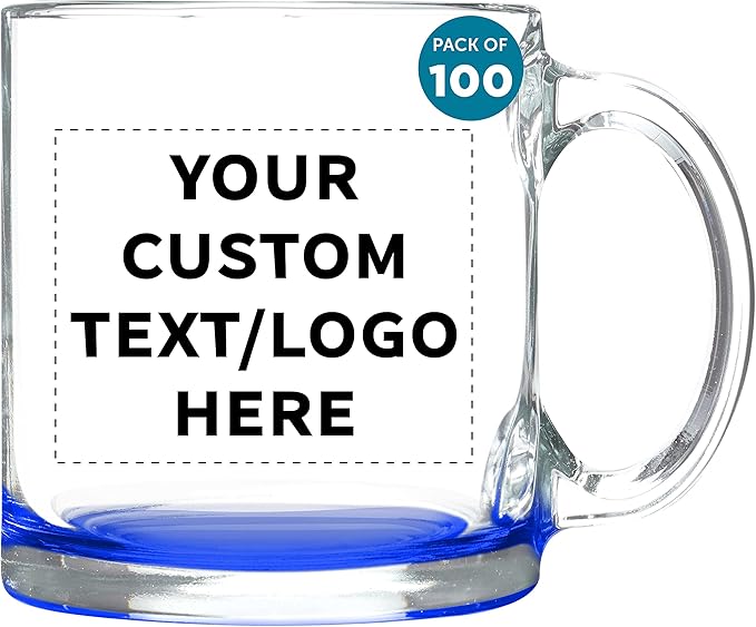 DISCOUNT PROMOS Clear Glass Coffee Mugs 13 oz. Set of 10, Bulk Pack - Perfect for Coffee, Tea, Espresso, Hot Cocoa, Other Beverages - Clear Bottom