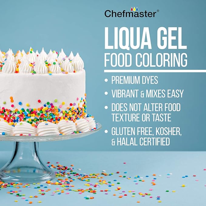 Chefmaster Forest Green Liqua-Gel® Food Coloring | Vibrant Color | Professional-Grade Dye for Icing, Frosting, Fondant | Baking & Decorating | Fade-Resistant | Easy-to-Use | Made in USA | 2.3 oz