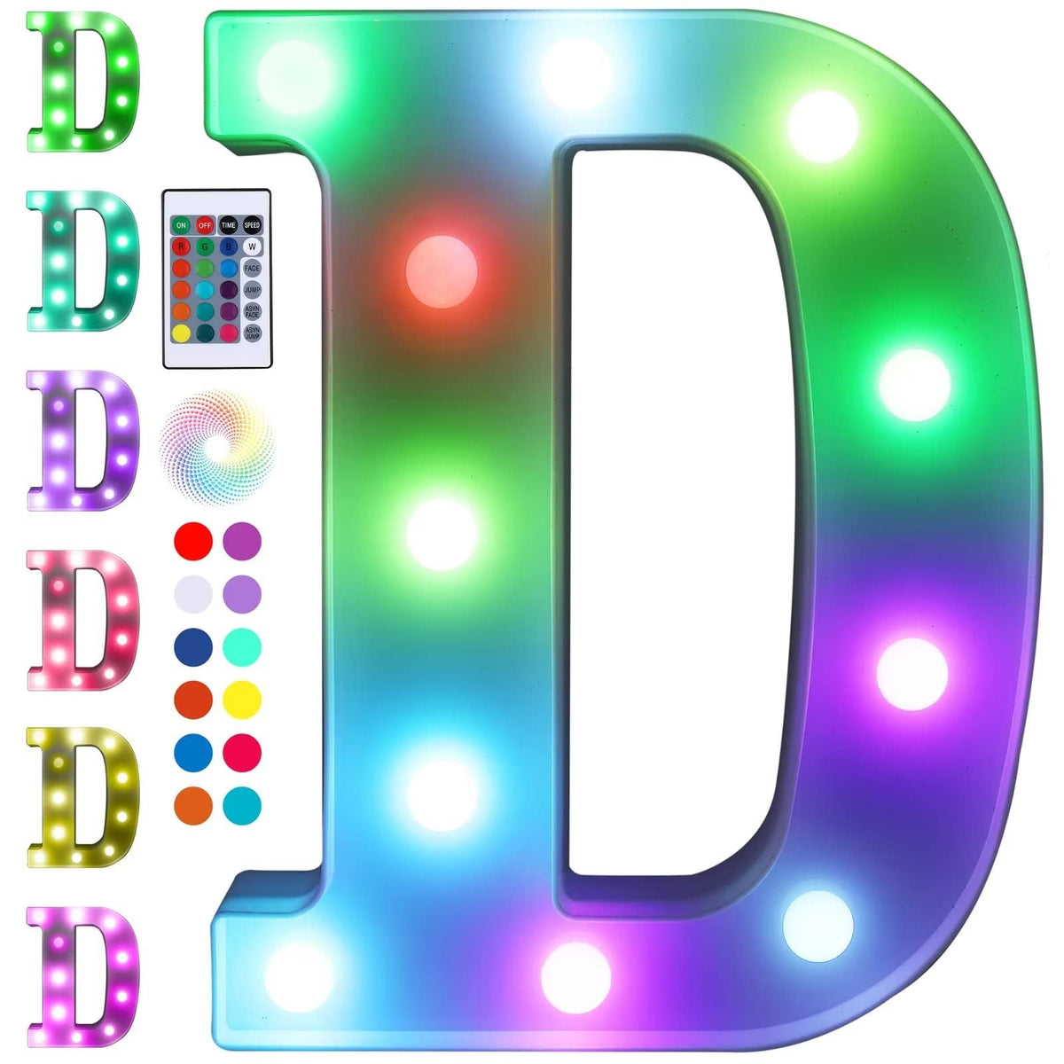 Foaky LED Letter Lights Sign Marquee Light Up Letters Sign for Night Light Wedding/Birthday Party Battery Powered Christmas Lamp Home Bar Decoration(D)