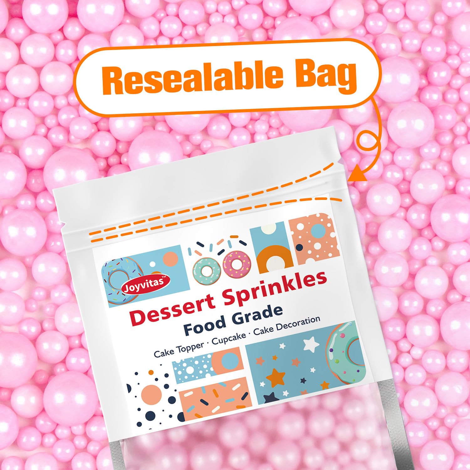 Pink Pearl Sugar Sprinkles for Cake Decorating, 150g/5.29oz Mix Size, Edible Pearl Sprinkles, Pearl Cake Decoration, Cupcakes&Cookies Toppers, Party, Wedding Birthday Baking Supplies