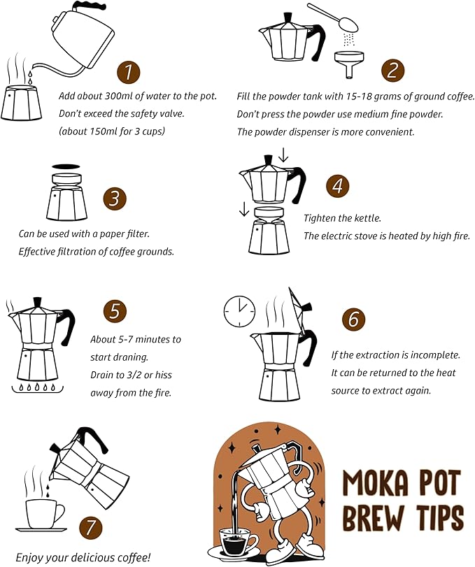 AGOGO Milano Moka pot, Stovetop Espresso maker, Greca Coffee Maker, Stovetop coffee maker and espresso maker percolator With Paper Filter 6 Cup Original Silver