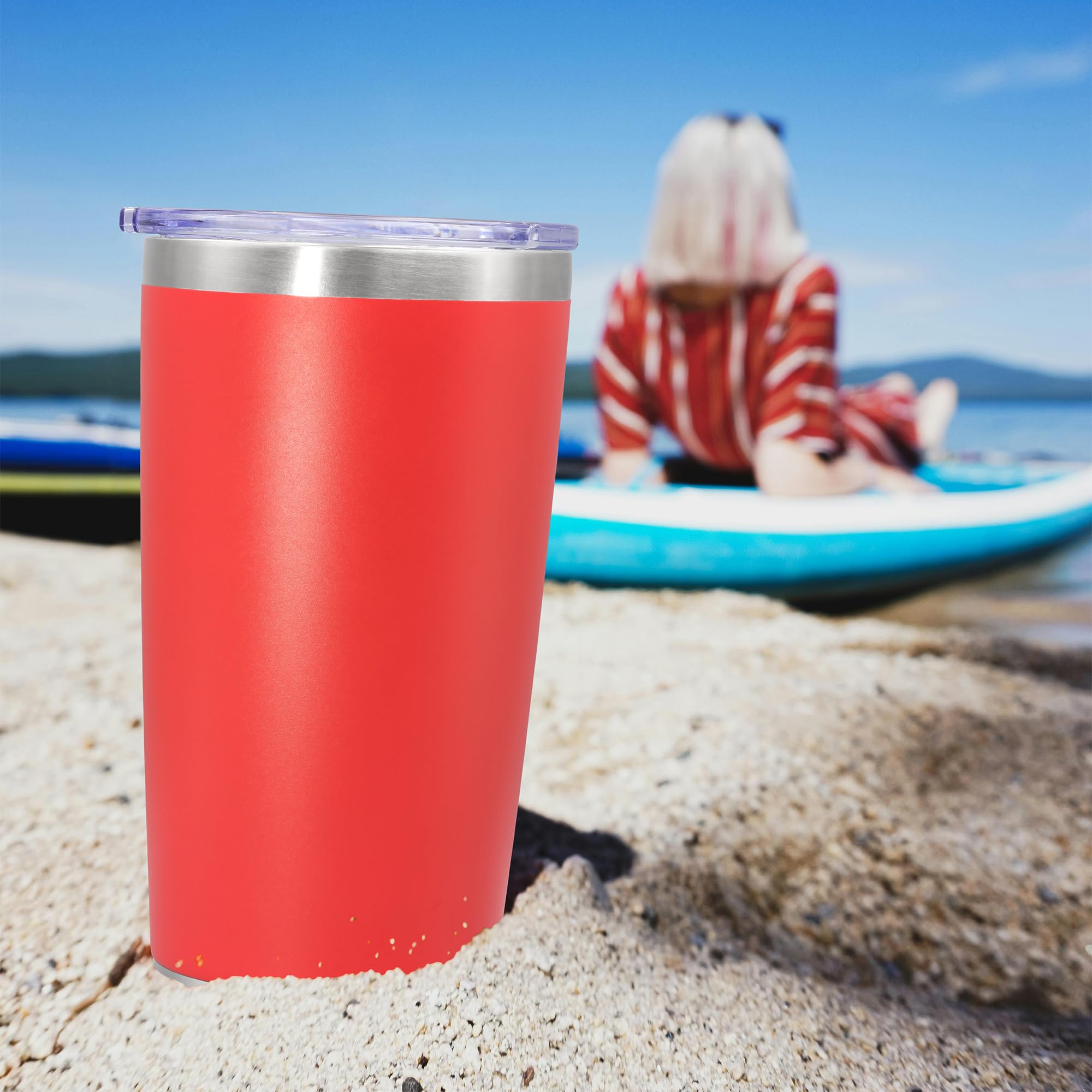 20oz Tumbler Insulated Coffee Tumblers with Lid Stainless Steel Red 4P