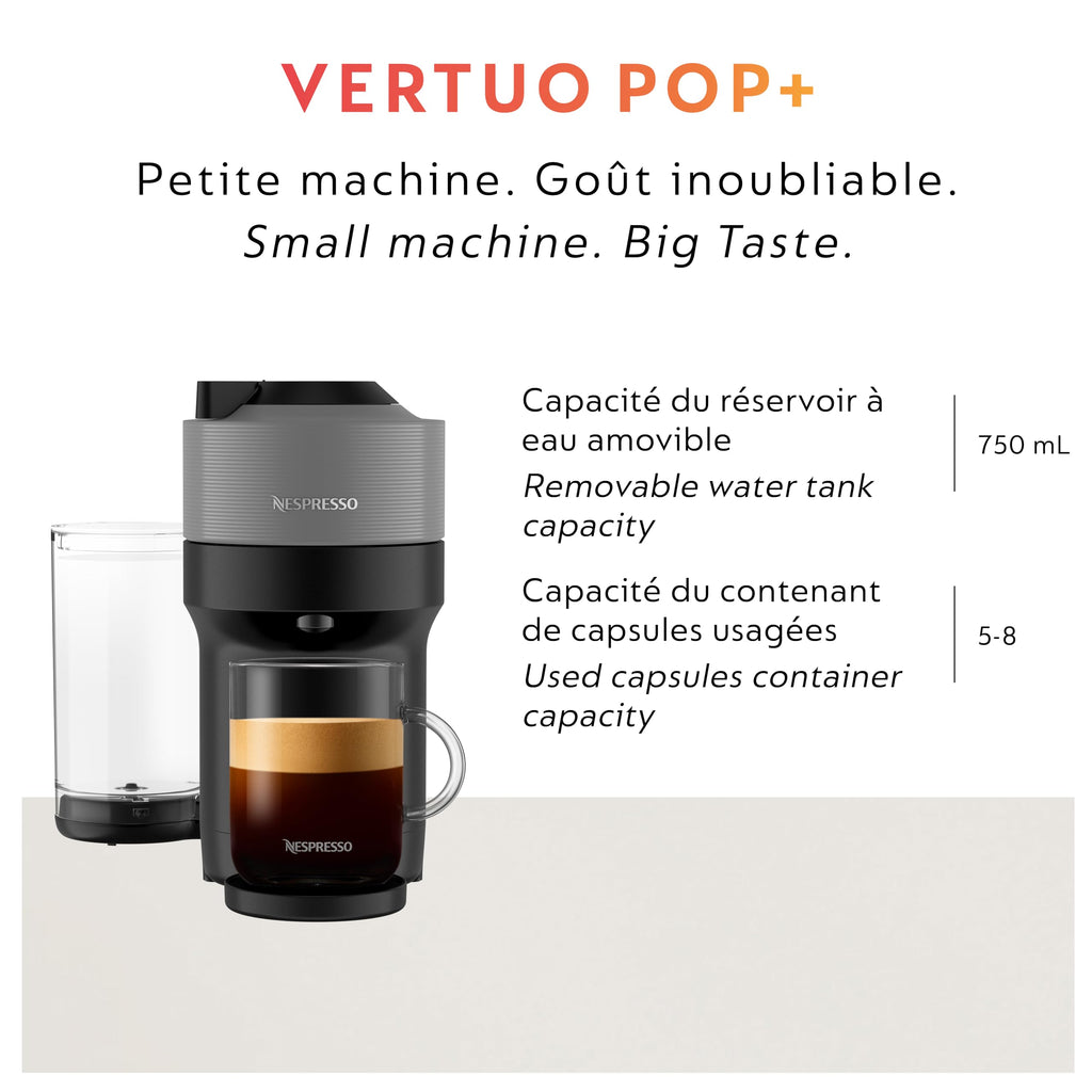 Nespresso Original Vertuo Pop+ Coffee & Espresso Maker by Breville, Grey