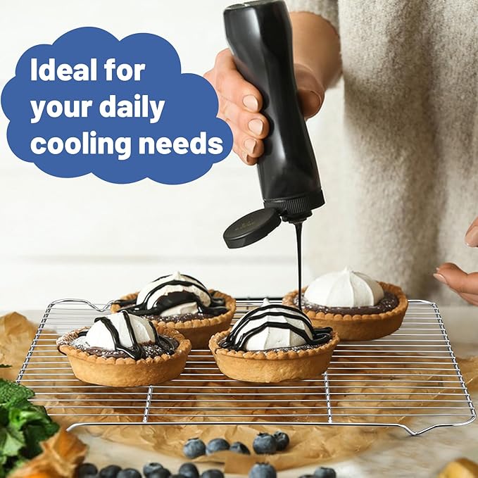 TeamFar Cooling Rack, 16.6” x 11.45” Stainless Steel Wire Baking Rack for Cooking Roasting Grilling, Fit for Oven Pan, Oven & Dishwasher Safe, Non-toxic & Heavy-Duty, 2PCS