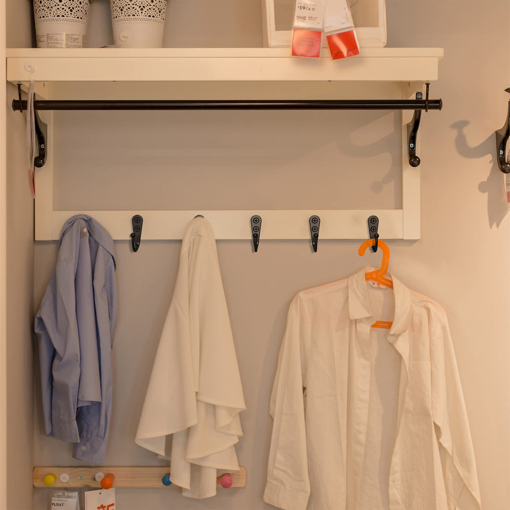 PRIGVOT 15-Pack Black Wall Mount Hooks for Hanging Coats & Towels